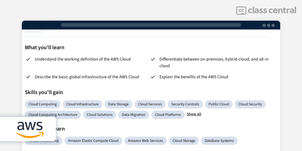 AWS Cloud Practitioner Essentials from Amazon Web Services on Coursera